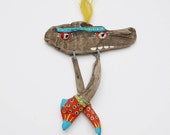 Wandschmuck, ocean monster ORNIDA, Treibholz Kunst, Wandbehang, Deco, Wandbild, handbemalt JEVO