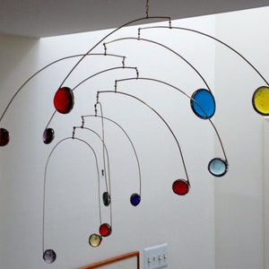Modern Stained Glass Gem Mobile - Waterfall Design