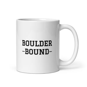 Boulder Bound White glossy mug