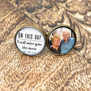 Photo Memorial Cufflinks for Groom-Wedding In Memory Cufflinks-Personalized Wedding Date-On This Day I Will Miss You The Most-Remembrance