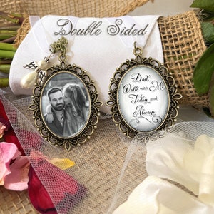 Loss of Grandparents Wedding Remembrance Gift-Photo Bouquet Charm-Memorial Gift for Bride-Loss of Loved One-Custom Photograph and Saying image 4