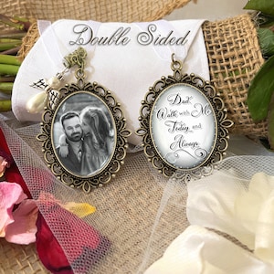 Loss of Dad Wedding Remembrance Photo Bouquet Charm-Memorial Remembrance Gift for Bride-Dad Walk with me Today and Always-In Memory of Gift