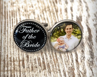 Father of the Bride Cufflinks for Dad from Daughter-Personalized Custom Photograph-Personalized Wedding Date-Photo CuffLinks for Him-Wedding
