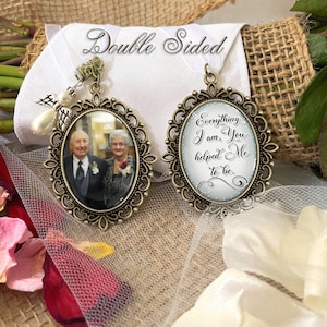 Loss of Grandparents Wedding Remembrance Gift-Photo Bouquet Charm-Memorial Gift for Bride-Loss of Loved One-Custom Photograph and Saying image 5