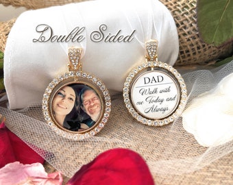 Memorial for Wedding Bouquet-Photo Charm for Bride with Custom Saying-Loss of Loved One-In Loving Memory-Mom-Dad-Grandpa-Grandma-Memorial