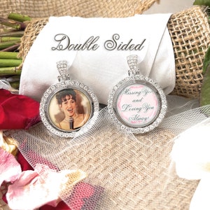 Wedding Bridal Memorial Gift-Custom Photo Bouquet Charm-Missing You and Loving You Always-Remembrance In Memory Gift-Attach to Bride Bouquet