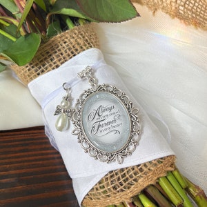 Loss of Grandparents Wedding Remembrance Gift-Photo Bouquet Charm-Memorial Gift for Bride-Loss of Loved One-Custom Photograph and Saying image 2