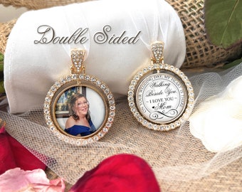 Photo Bouquet Charm In Loving Memory of Mom-Dad-Grandma-Grandpa-Personalize Saying and Custom Photograph-Memory Gift-Wedding Memorial Charm