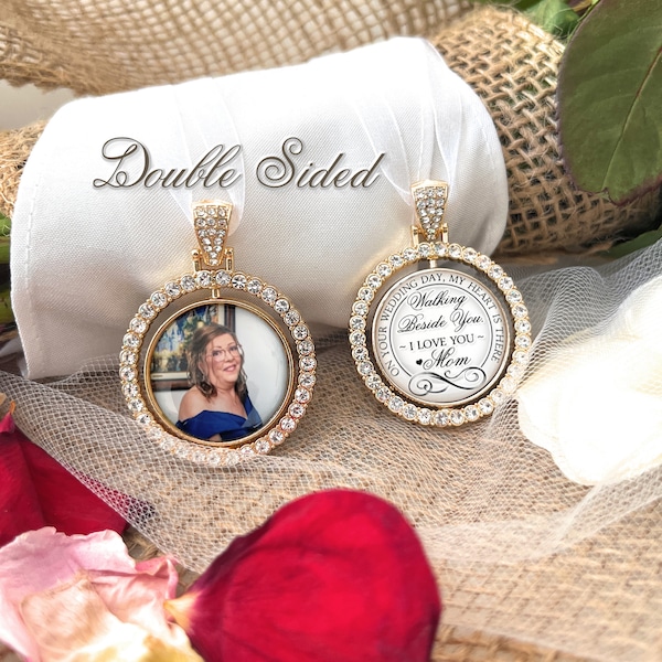 Photo Bouquet Charm In Loving Memory of Mom-Dad-Grandma-Grandpa-Personalize Saying and Custom Photograph-Memory Gift-Wedding Memorial Charm