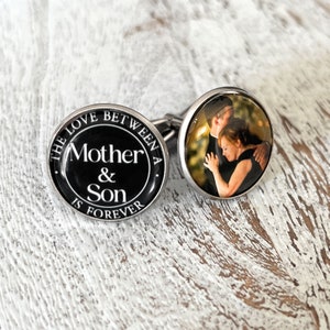 Wedding Memorial Photo Cufflinks for Groom-Wedding In Memory Cufflinks-The Love Between a Mother and Son Is Forever-Remembrance Gift-For Him