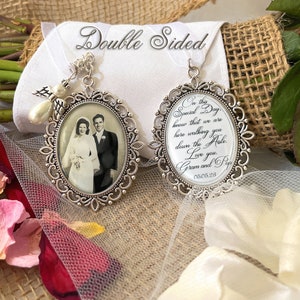 Loss of Grandparents Wedding Remembrance Gift-Photo Bouquet Charm-Memorial Gift for Bride-Loss of Loved One-Custom Photograph and Saying image 1