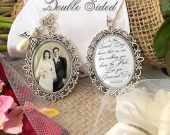 Loss of Grandparents Wedding Remembrance Gift-Photo Bouquet Charm-Memorial Gift for Bride-Loss of Loved One-Custom Photograph and Saying