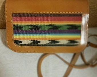 Vintage leather Ecote boho mexican saddlebag, crossbody, messenger bag.