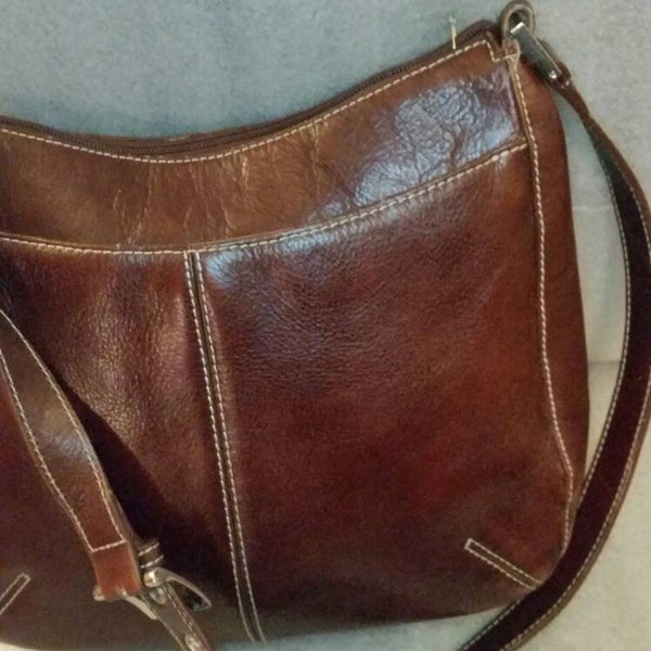 Vintage leather Etienne Aigner bag, brownish maroonish, purse, crossbody, shoulder bag.