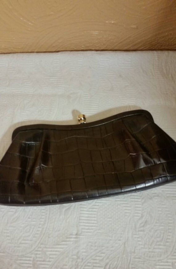 Vintage leather faux croc clutch purse, Banana Rep