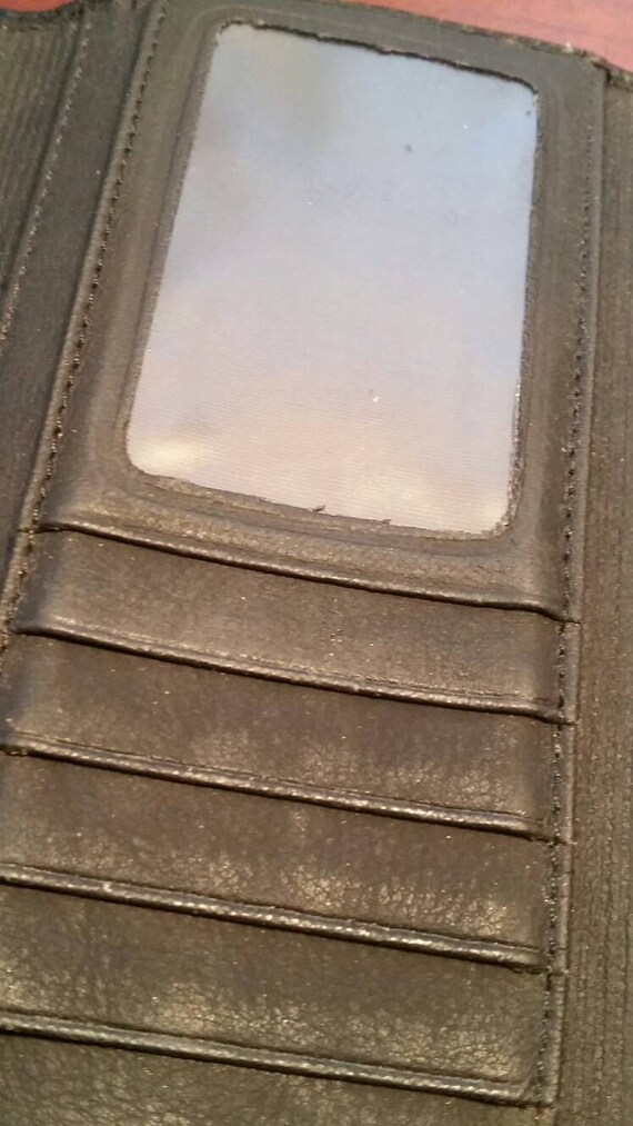 Vintage leather patchwork trifold double snap clo… - image 3