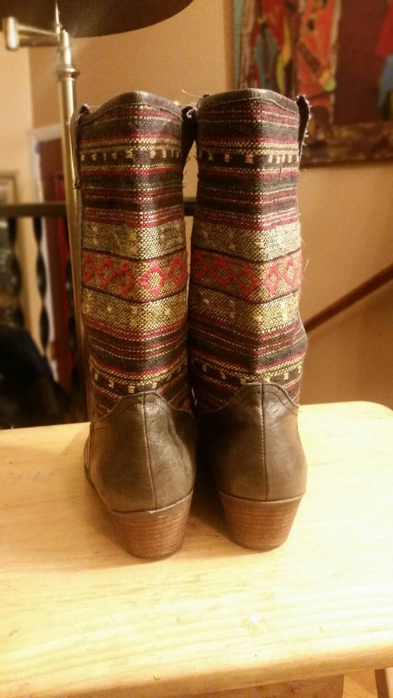 Vintage southwestern tapestry and faux leather bo… - image 2