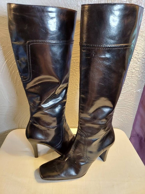 Vintage leather calf boots, Nine West, 6M. - image 2