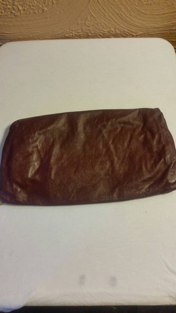 Vintage leather burgundy/mahogany clutch. - image 2