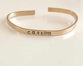 Custom Handstamped Bracelet | Inspirational Words | My Mantra | Motivational Jewelry| nugold jewelry | gold cuff | Minimalist jewelry