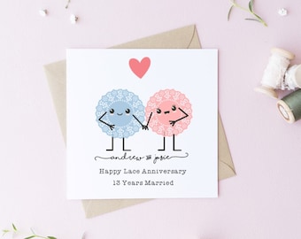 13° anniversario di matrimonio in pizzo personalizzato: 13° anniversario, la formulazione di marito e moglie può essere modificata