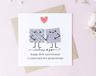 Personalised 11th Anniversary Card - Steel Anniversary