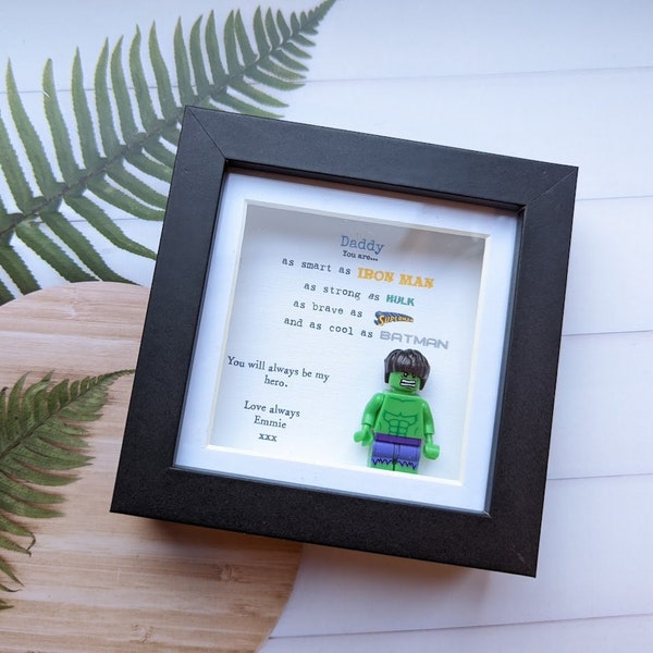 Personalised Daddy Superhero box frame- dad, daddy, grandad, uncle all made to order any name can be added