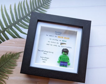 Marco personalizado de superhéroes: regalo para papá, abuelo o tío para el Día del Padre o Navidad.