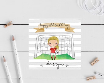 Personalised Girl Football Birthday Card- daughter, niece, Granddaughter, football