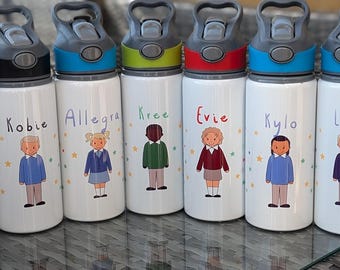 Personalised Kids Water Bottle: School Uniform, Football, Character, starting school