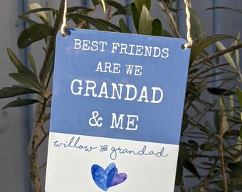 Personalised Grandad and Me Metal Hanging Sign - Custom Wording Available (Gramps, Granda, Dad, etc.)