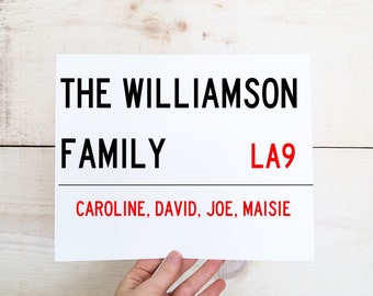 Personalised Aluminium Family Street sign- your choice of wording