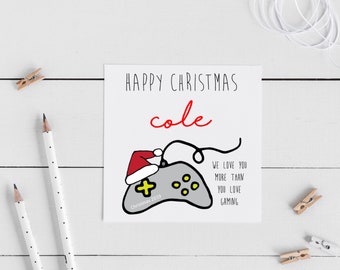 Personalised Gaming Christmas card- Son, brother, grandson, nephew