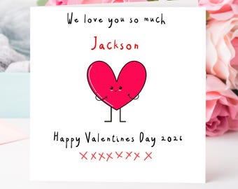 Personalised Valentine's Day Card: Love Heart Design Card for child
