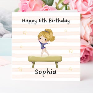 Cartão de aniversário de ginástica personalizado - filha, sobrinha, neta, ginasta de qualquer idade, adicionado em 1/2/3/4/5/6/7/8/9/10/11 etc.