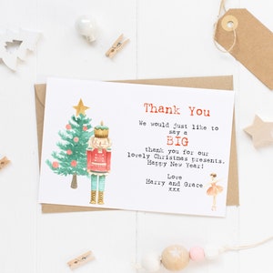 Pack of personalised Christmas thank you cards- Nutcracker