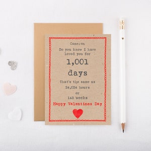 Tarjeta de San Valentín personalizada: fecha especial, esposo, esposa, aniversario, boda