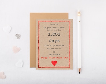 Personalised Valentines Card- Special Date, Husband, wife, anniversary, wedding