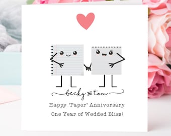 Personalised 1st wedding anniversary- Paper love wording can be changed other languages available