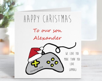 Personalised Gaming Christmas Card: Custom name and message