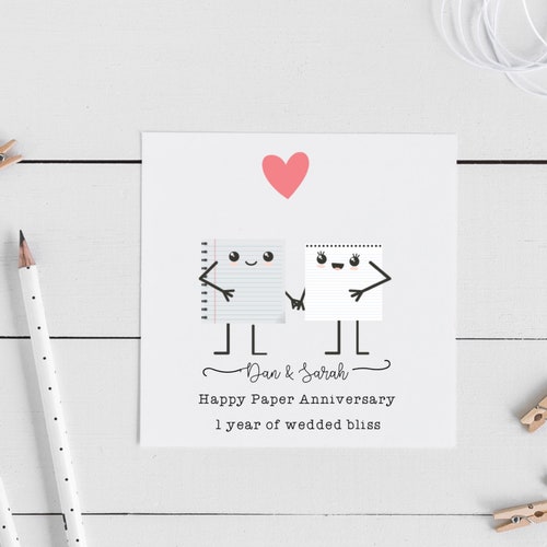 Personalised 1st Wedding Anniversary Paper Love Wording Can Etsy