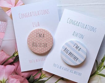 Personalised Big Brother/Sister Badge Card: New Baby Announcement