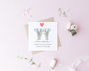 Personalised 14th Ivory Anniversary Card - Custom Wedding Anniversary Wording