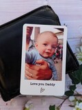 Personalised photo wallet card- aluminium add own photo can be double sided any wording added Valentines Father's Day product logo