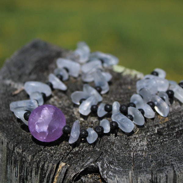 Shikon Jewel Necklace-Real Handdyed Quartz and Lava Stones