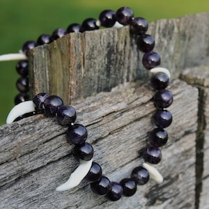 Sit-Boy Necklace-Real Amethyst Real Coyote Teeth