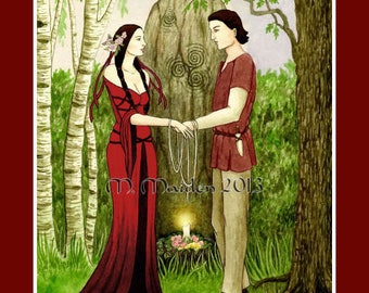 HANDMADE HANDFASTING CARD fairytale wedding marriage married couple true love valentines day romantic king and queen