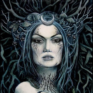 Of the Cold Earth PRINT Winter Goddess Persephone dark nature fairy spirit of rebirth art