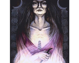 Ceridwen PRINT Celtic crone wise woman goddess artwork, Cerridwen art