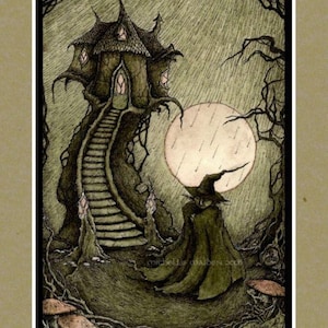 Goblin Magier HANDGEMACHTE KARTE Goblincore Natur Feen Pagan Geburtstag traditionell Illustration
